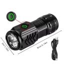 Mini taktikai LED lámpa 3 LED újratölthető USB 8 x 3 cm fekete zseblámpa 200 m hatótávolsággal kültéri és vészhelyzeti használatra 3