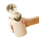 Mini termoska con tapa hermética 220 ml 13,5 × 6,5 cm Acero inoxidable Termoska portátil beige para bebidas en el trabajo, la escuela 2