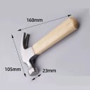 Mini tesárske kladivo s drápom krátka rukoväť 16 cm oceľová hlava masívne drevo strieborné prírodné pre domácich majstrov a drobné opravy 2