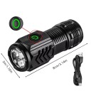 Mini torcia LED tattica 3 LED ricaricabile USB 8 x 3 cm torcia portatile nera con portata fino a 200 m per uso all'aperto e di emergenza 3