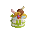 Mini tort verde-alb 3D set de construcție micro cărămizi Mică set de tort de desert Blocuri decorative Jucărie pentru copii 8+ Cadou creativ pentru băieți și fete 3