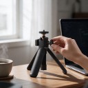 Mini tripé e vara de selfie 15–30 cm com cabeça esférica 360° Rosca 1/4 polegada Capacidade de carga 2 kg Preto Para câmaras de ação e câmaras 9