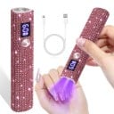 Mini UV LED lampa na nehty Přenosná dobíjecí s digitálním displejem a kamínky ABS plast USB-C kabel Na gelové nehty i manikúru 2