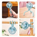 Mini ventilateur sans pales avec support flexible pour poussette et table, chargement USB, pliable, fonctionnement silencieux 4