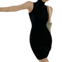 Mini vestido con cuello alto y hombros descubiertos Corte sexy sin mangas Elegante traje de noche Vestido ajustado para ocasiones especiales 1