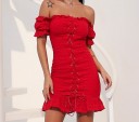 Mini vestido con hombros descubiertos rojo 3