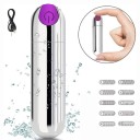 Mini vibrador de metal resistente al agua con 10 modos de vibración, superficie lisa, diseño elegante, fácil mantenimiento, embalaje discreto. 2