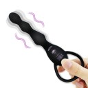 Mini vibrator din silicon cu baterie în formă de margele anale cu mâner rotund 17 cm ambalaj discret impermeabil 1