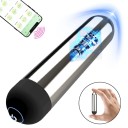 Mini vibrator in forma de cartus rotund cu aplicatie mobila, dimensiune 8,5 x 1,6 cm, ambalaj discret pentru confort si intimitate 1