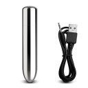 Mini vibrator metalic 10x2 cm in forma de cartus cu 10 moduri de vibratie si incarcare USB, ambalaj discret 1
