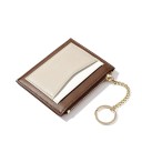 Mini wallet da donna per carte e chiavi con tasca con zip Catenella con anello per chiavi Design a contrasto in ecopelle 11,5 x 9,5 x 1,3 cm 1