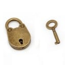 Mini wiszący dekoracyjny zamek z kluczykiem 3,7 × 2,3 cm metalowy retro antyczny design brązowy mały zamek do szkatułek 1