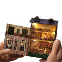 Mini Wooden Dollhouse 8.7 x 7 x 12.4 cm DIY Model with LED Light and Furniture Creative Construction Set Without Glue and Batteries Hand Assembly 5