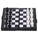 Mini xadrez magnético preto 13 x 14 x 1,7 cm Tabuleiro de xadrez dobrável em plástico Jogo de mesa portátil de viagem Conjunto de xadrez compacto 1