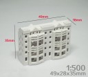 Miniaturowy budynek 1:500 49 x 18 x 35 mm ABS zestaw modelu domu do dioram architektonicznych i krajobrazu miejskiego 2