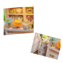 Miniaturowy drewniany domek dla lalek 8,3 x 5,9 x 13,5 cm Model DIY ze światłem i meblami Zestaw dekoracyjny do samodzielnego montażu bez kleju 2