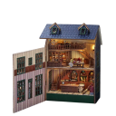Miniaturowy drewniany domek dla lalek 8,7 x 7 x 12,4 cm Model DIY z oświetleniem LED i meblami Kreatywny zestaw do budowy Bez kleju i baterii 6