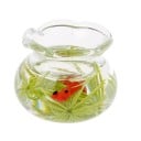 Miniatuur aquarium voor poppen Glazen ronde container met golvende rand Imitatie van waterplanten en visjes binnenin Decoratief accessoire 2