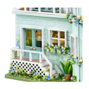 Miniatyyri puinen nukkekoti 8,5 x 6,2 x 9,8 cm Tee-se-itse-malli valolla ja kalusteilla. Käsin koottu miniatyyrirakennussarja ilman liimaa 6
