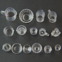 Miniatyyriastiat nukketaloon 15 kappaleen setti läpinäkyviä muovisia laseja ja kulhoja, jotka muistuttavat lasia Koko 1-2 cm 4