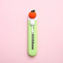 Minicuchillo de corte verde con naranja, bonito cuchillo de plástico para cartas y paquetes, pequeño y práctico cortador para la escuela, la oficina 2
