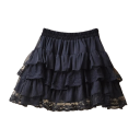 Minifalda de encaje gótico elástico, falda negra sexy con volantes, falda corta vintage de estilo punk con cintura elástica. 2