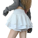 Minifalda de mujer con cintura alta elástica Elegante falda corta con volantes Falda de verano para la ciudad Falda casual para mujer 2
