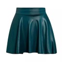 Minifalda elástica de mujer de piel sintética, cintura alta, corte A, elegante falda negra, traje de fiesta sexy, moda elegante otoño invierno 5