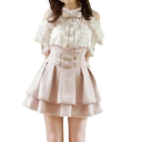Minifalda plisada de estilo japonés con encaje y lazo, corte entallado, corte A, para mujer, elegante look gótico Harajuku. 3