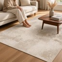Minimalist Rectangular Rug With Abstract Pattern 160 x 80 cm Polyester Beige For Living Room and Bedroom Bedside Mat 6