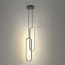 Minimalistischer LED-Hängeleuchter, 36 W, doppelte moderne ovale Beleuchtung mit Aufhängedraht, 1,5 m, Metall, Edelstahl, doppelter ovaler Kronleuchter, warmweiß, 9 x 40 cm 2