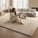 Minimalistischer Teppich Rechteckig Mit meliertem Muster 160 x 80 cm Polyester Beige Für das Wohnzimmer und Schlafzimmer Fußmatte zum Bett 3