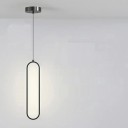 Minimalistyczny żyrandol wiszący LED 16W Nowoczesne owalne oświetlenie z wiszącym drutem 2m Metalowy żyrandol ze stali nierdzewnej Ciepły biały 9x40cm 2