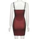 Minivestido rojo de malla de dos capas con abertura, corte entallado, tirantes finos, elegante, para fiesta de noche, minivestido rojo sexy 3