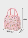 Mittagessen Thermotasche mit Hasenmuster 23x13x19 cm rosa grün isolierte Kühltasche für Lebensmittel und Getränke 2