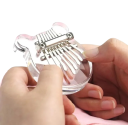 Miwayer 8 Key Mini Kalimba Acrylic Musical Instrument Transparent Cat Crystal Thumb Piano Acoustic Finger Piano Portable 7x5 cm 5