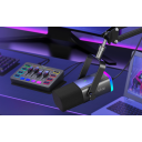Mixer audio live per PC con retroilluminazione RGB, cambio voce, riduzione del rumore, microfono XLR, supporto da tavolo e interfaccia USB e 3,5mm 2