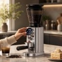 Młynek do kawy BioloMix 48 stopni mielenia Odłączany uchwyt na kolbę 51–53 i 58 mm Stożkowe kamienie mielące Srebrny Do espresso i french press 3