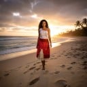 Moana Adult Costume One Shoulder Dress with Shells and Fringes Cotton and Polyester Red and White Carnival and Party Costume 8