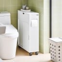 Mobilă de baie 52 x 68 x 17 cm cu uși glisante și patru rotițe Capacitate de până la 15 kg Design îngust în culoarea albă 4