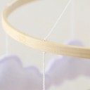 Mobile sospeso per lettino 45 x 25 cm Cerchio di legno con fenicotteri in feltro, stella, luna e nuvolette rosa 3