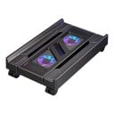Mobiler Ständer für Computergehäuse 42,8 x 8,9 x 24–34 cm ausziehbar mit RGB-Lüftern und Rollen mit Bremse in schwarzer Farbe 1