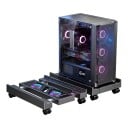 Mobiler Ständer für Computergehäuse 42,8 x 8,9 x 24–34 cm ausziehbar mit RGB-Lüftern und Rollen mit Bremse in schwarzer Farbe 2