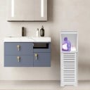 Mobiletto da bagno con ripiani 29 x 25 x 90 cm in PVC bianco mobiletto per riporre articoli da bagno e piccoli oggetti per il bagno 4