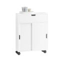 Mobilier de baie cu roți 52 x 68 x 17 cm Cu uși glisante și patru roți Capacitate de până la 15 kg Design îngust în culoarea albă 1