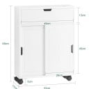Mobilier de baie cu roți 52 x 68 x 17 cm Cu uși glisante și patru roți Capacitate de până la 15 kg Design îngust în culoarea albă 7