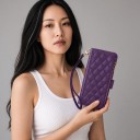 Mobiltelefon pénztárca Samsung Galaxy S25 Edge Flip tok cipzáras zsebbel Steppelt műbőr borítás Kézre akasztható pánt 3