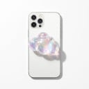 Mobiltelefonhållare 4 x 5 x 6 cm i form av 3D-moln med magnetiskt fäste, regnbågsfärgad transparent med glitter, fingerhållare 3
