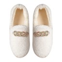 Mocasini de pluș de damă Papuci de iarnă călduros cu talpă anti-alunecare Pantofi de casă eleganti în formă de mocasin Papuci moale și confortabil 2