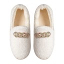 Mocassins en peluche pour femmes Chaussons d'hiver chauds avec semelle antidérapante Chaussures d'intérieur élégantes en forme de mocassins Chaussons doux et confortables 2
